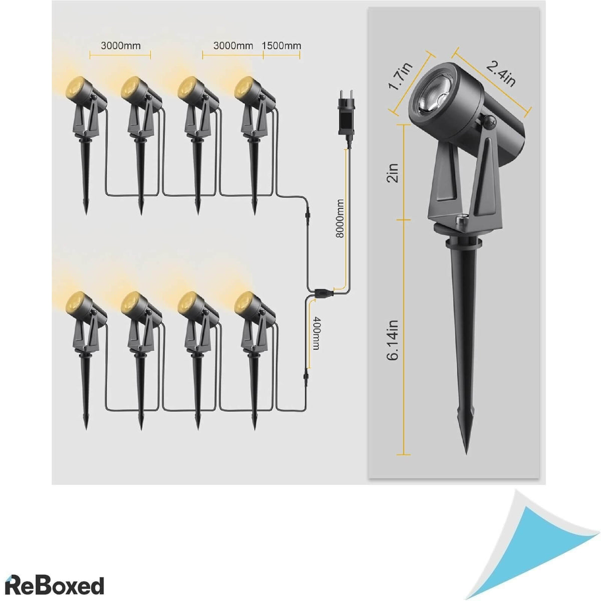 Bomcosy Set 8 Lampi Exterior LED 27V DC IP66 5m