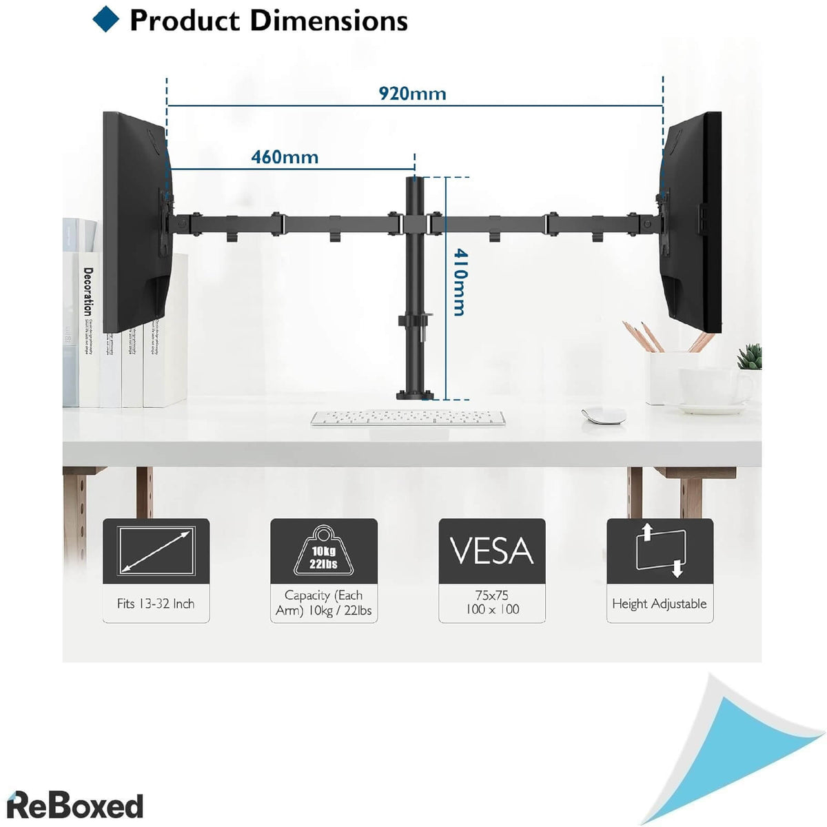 Bontec Suport Reglabil pentru 2 Monitoare 15-32 Inch