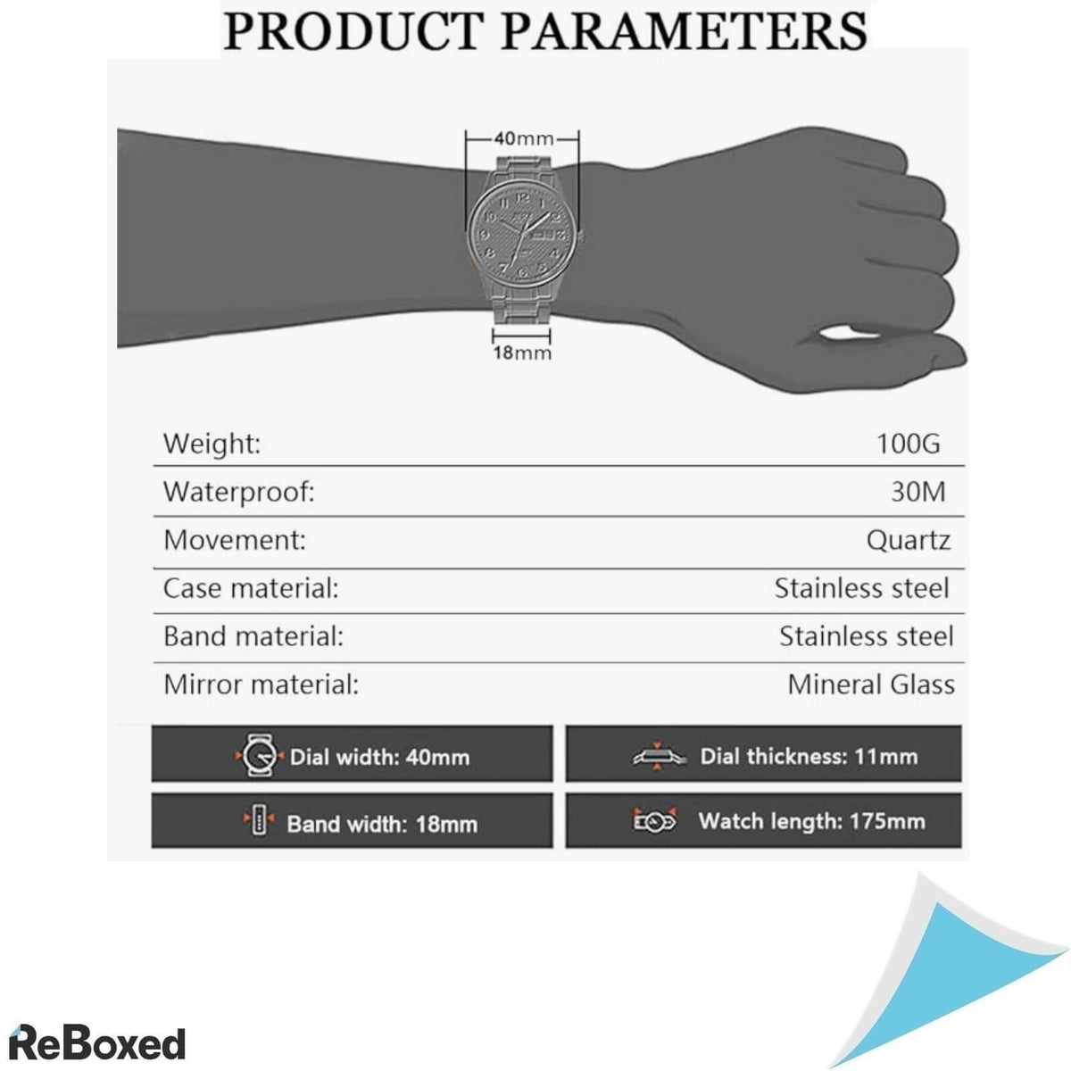 Bosck 3034C Ceas Analogic Barbati 40mm Quartz Relief 3D WR30m
