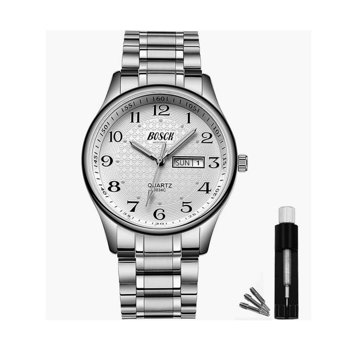 Bosck 3034C Ceas Analogic Barbati 40mm Quartz Relief 3D WR30m