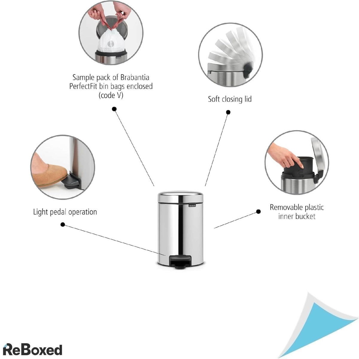 Brabantia Newlcon Pedal Bin Cos de Gunoi 3L
