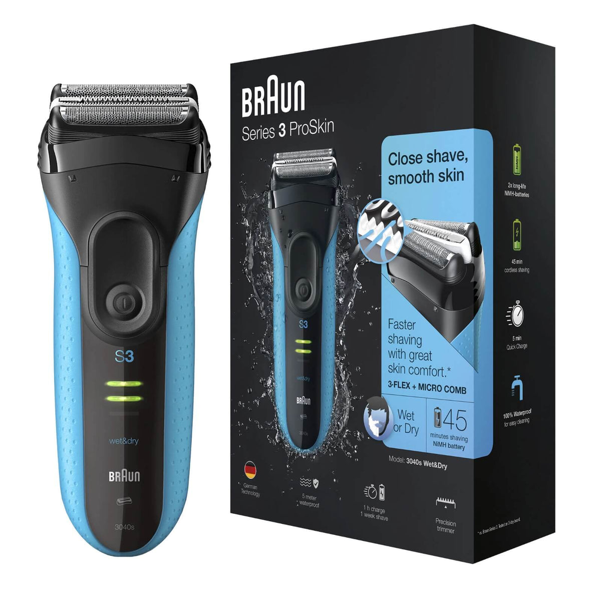 Braun Series 3 3040s Aparat de Ras Electric ProSkin MicroComb