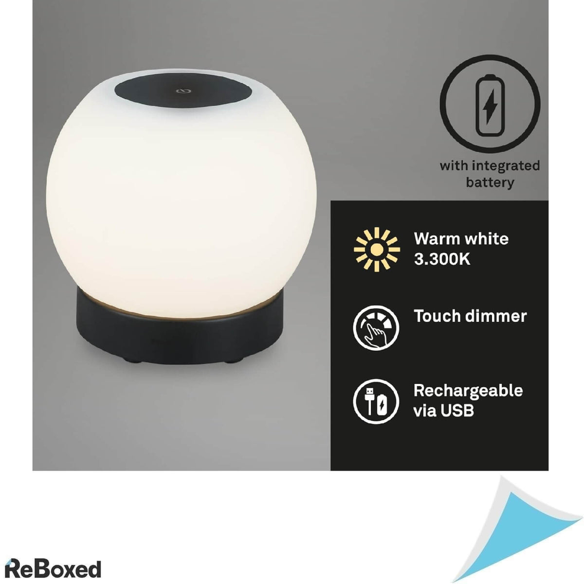 Brilioner Lampa LED Wireless cu Touch 15x16 cm Negru 330lm
