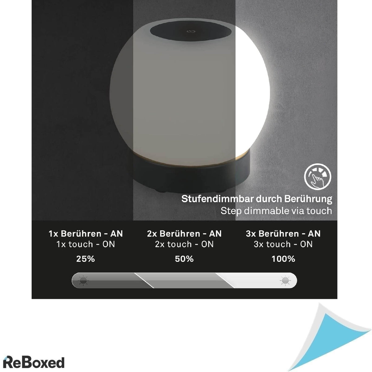 Brilioner Lampa LED Wireless cu Touch 15x16 cm Negru 330lm