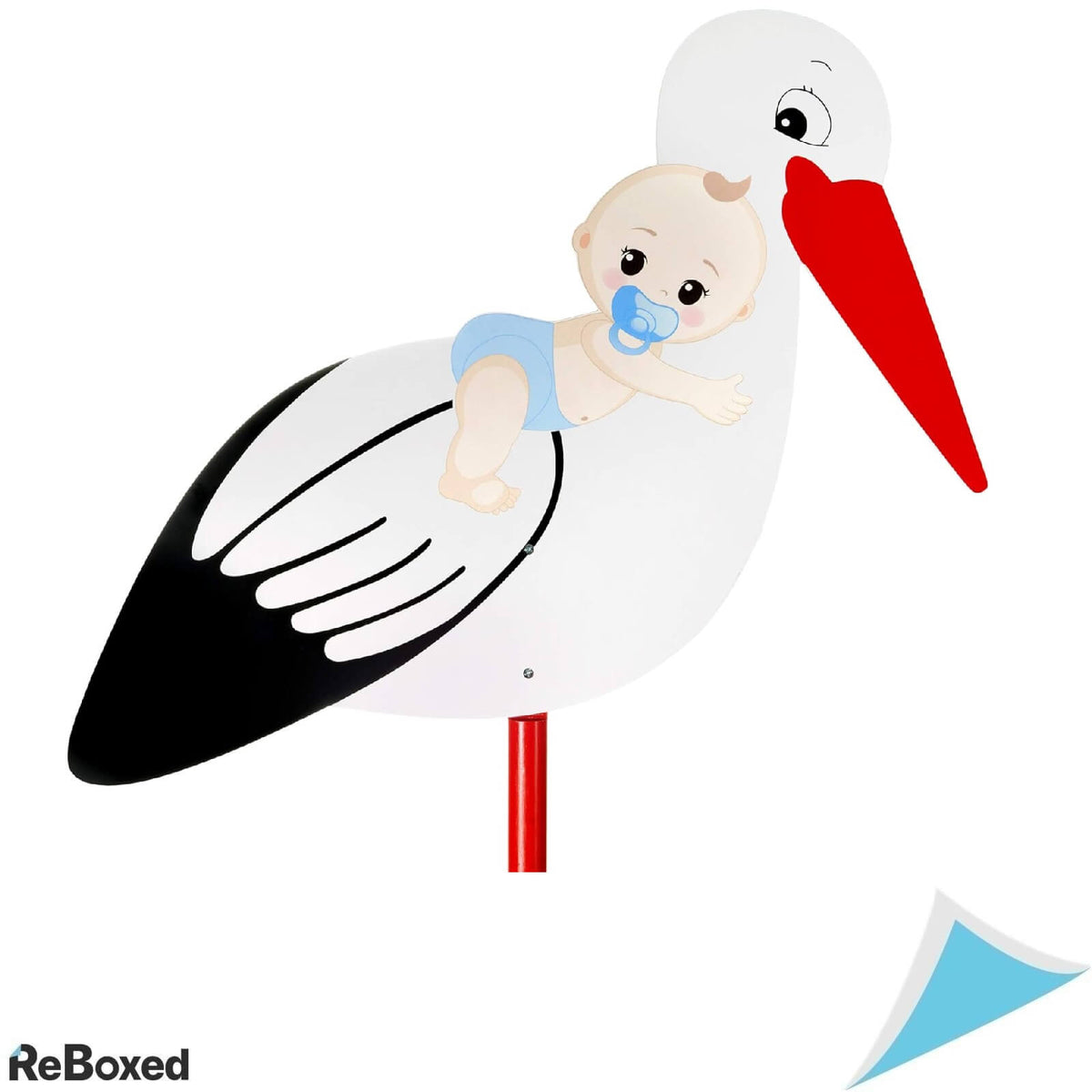 Brubaker Figurina din Lemn Barza cu Bebelus Albastru