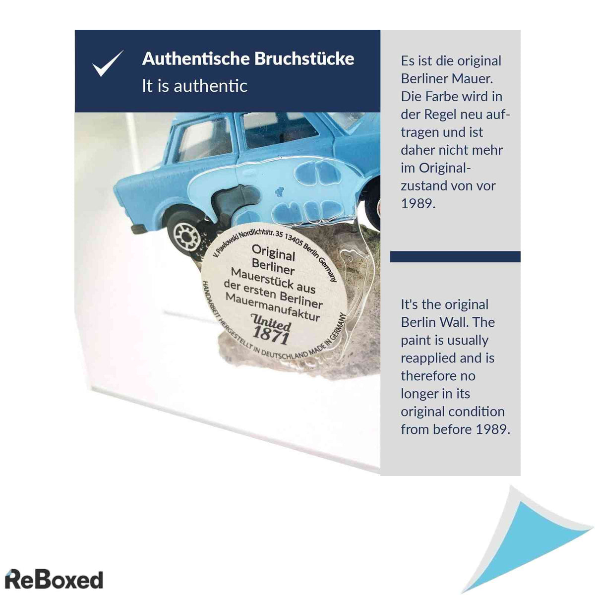 Bucata Originala din Zidul Berlinului cu Trabant si Certificat de Autenticitate United1871