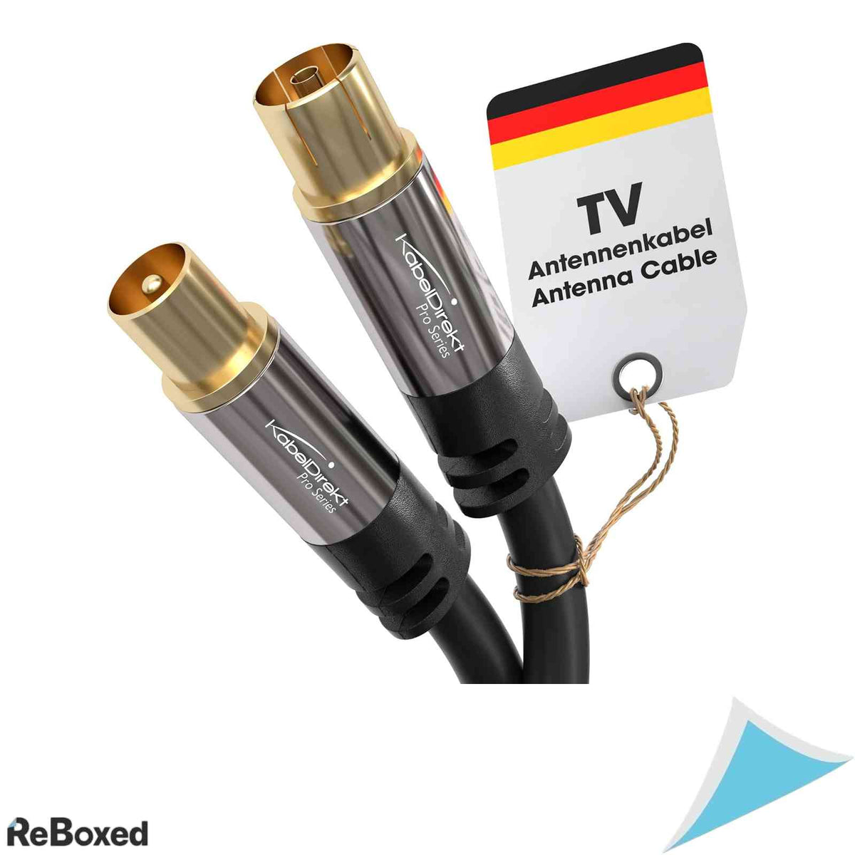 Cablul Antena TV Coaxial KabelDirekt, 3m, Ecranat, Tata-Mama, Negru