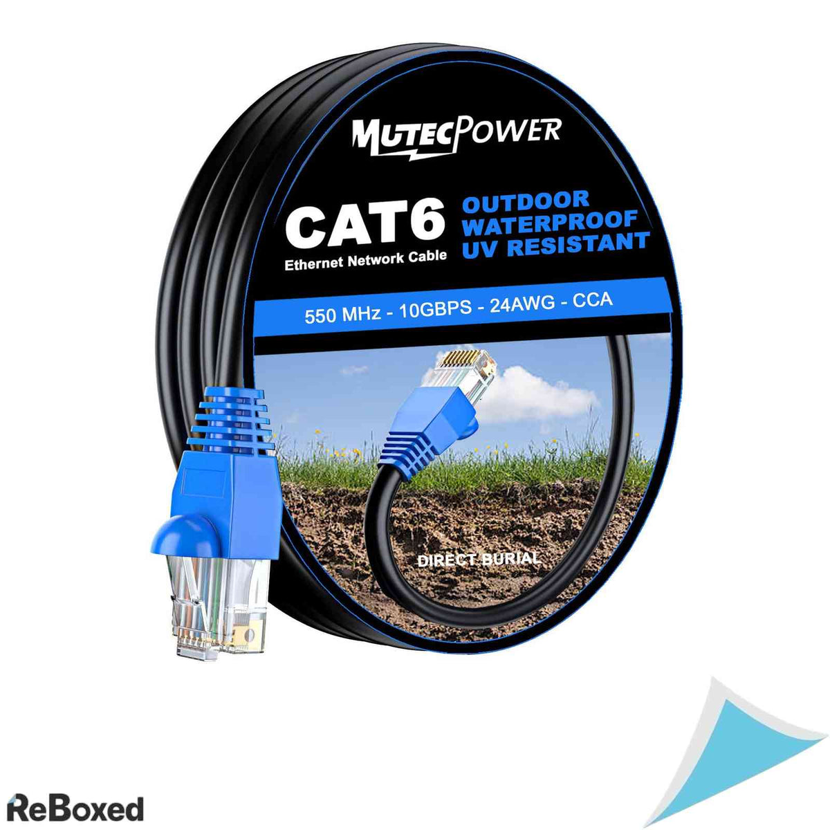 Cablu Retea Ethernet Cat6 Exterior MutecPower Direct Burial 10m RJ45 Negru