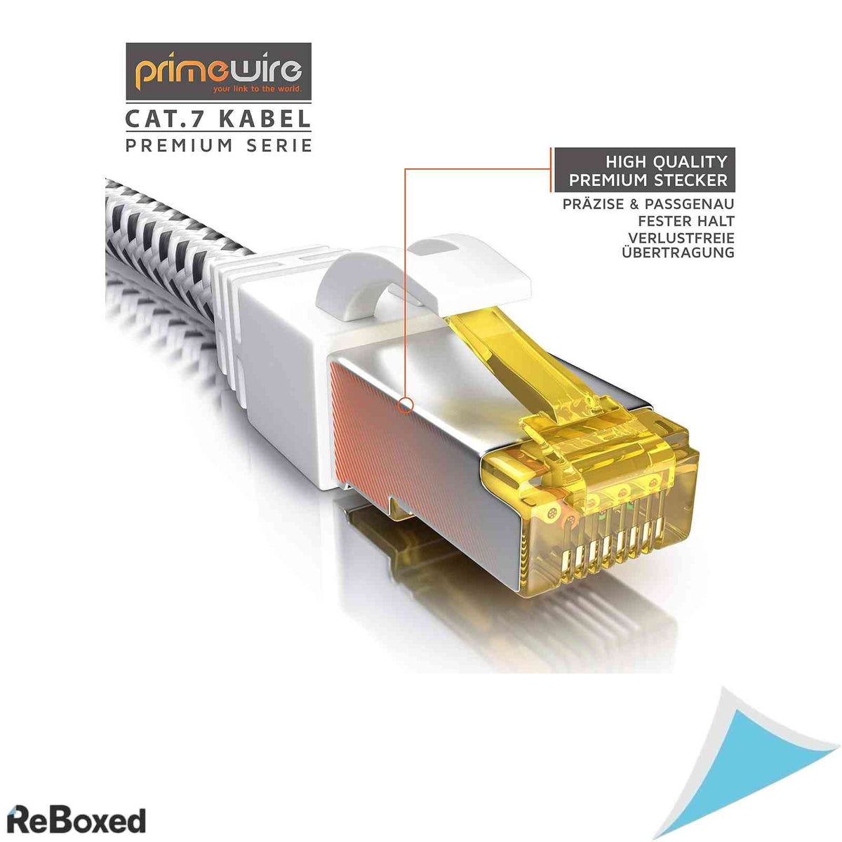 Cablu de retea Ethernet CSL Cat 7 Gigabit, 0.5m, ecranat S/FTP PiMF, conectori RJ45, 10 Gbps, Alb