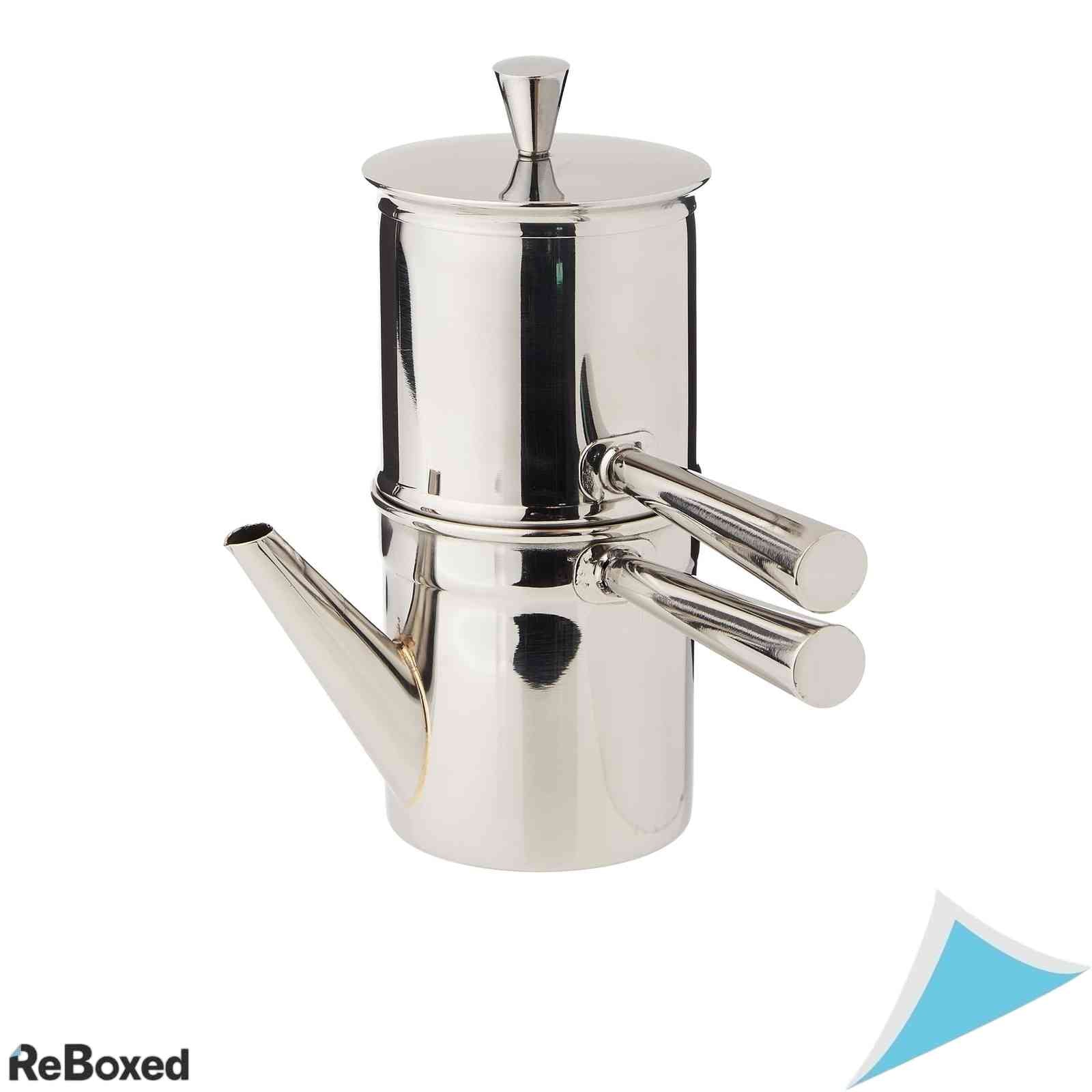 Cafetiera Neapolitana Ilsa din Inox, 1-2 Cesti, Filtru Reutilizabil, Argintiu