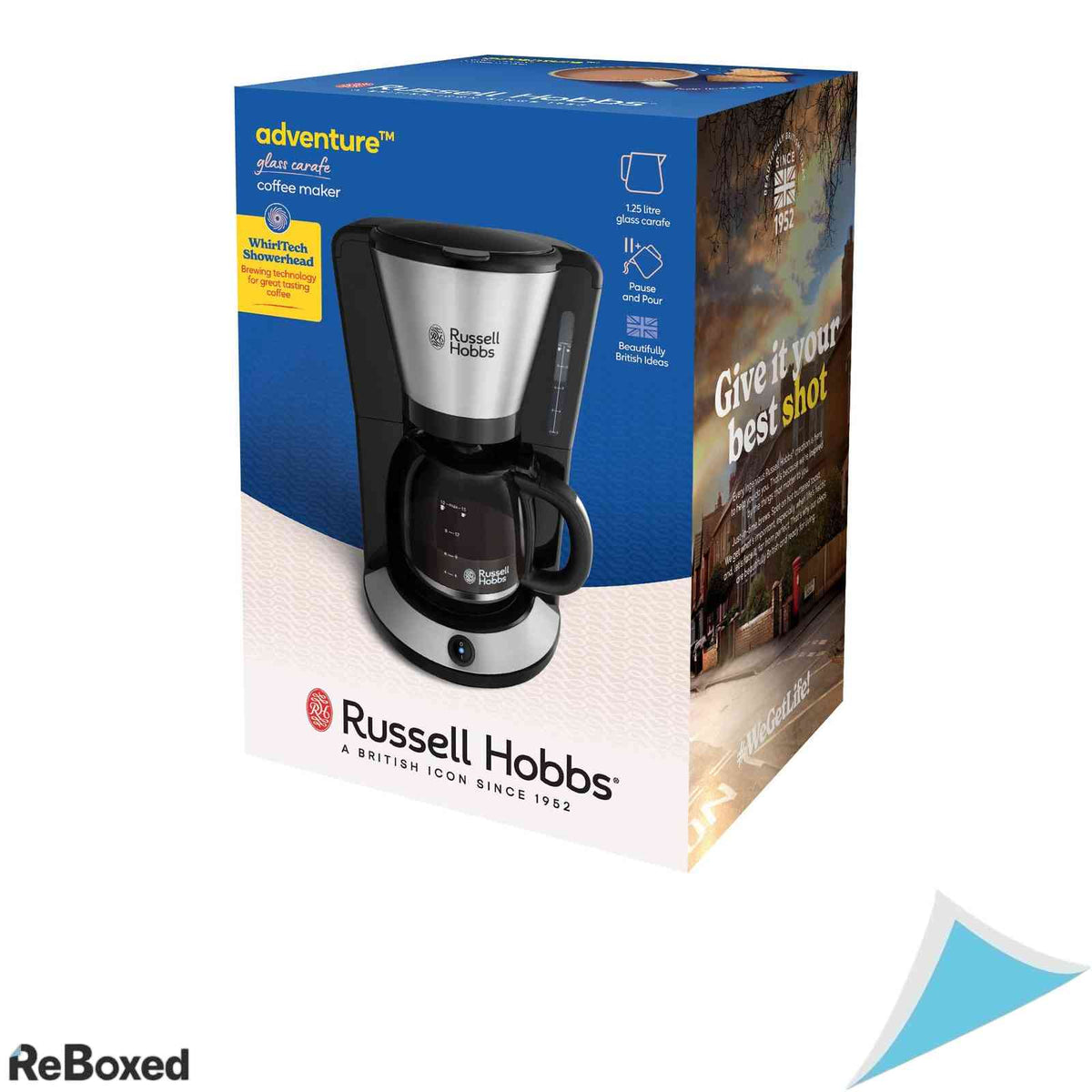 Cafetiera Russell Hobbs Adventure 24010-56 Tehnologie WhirlTech Cana Sticla 1.25L 1100W Otel Inoxidabil