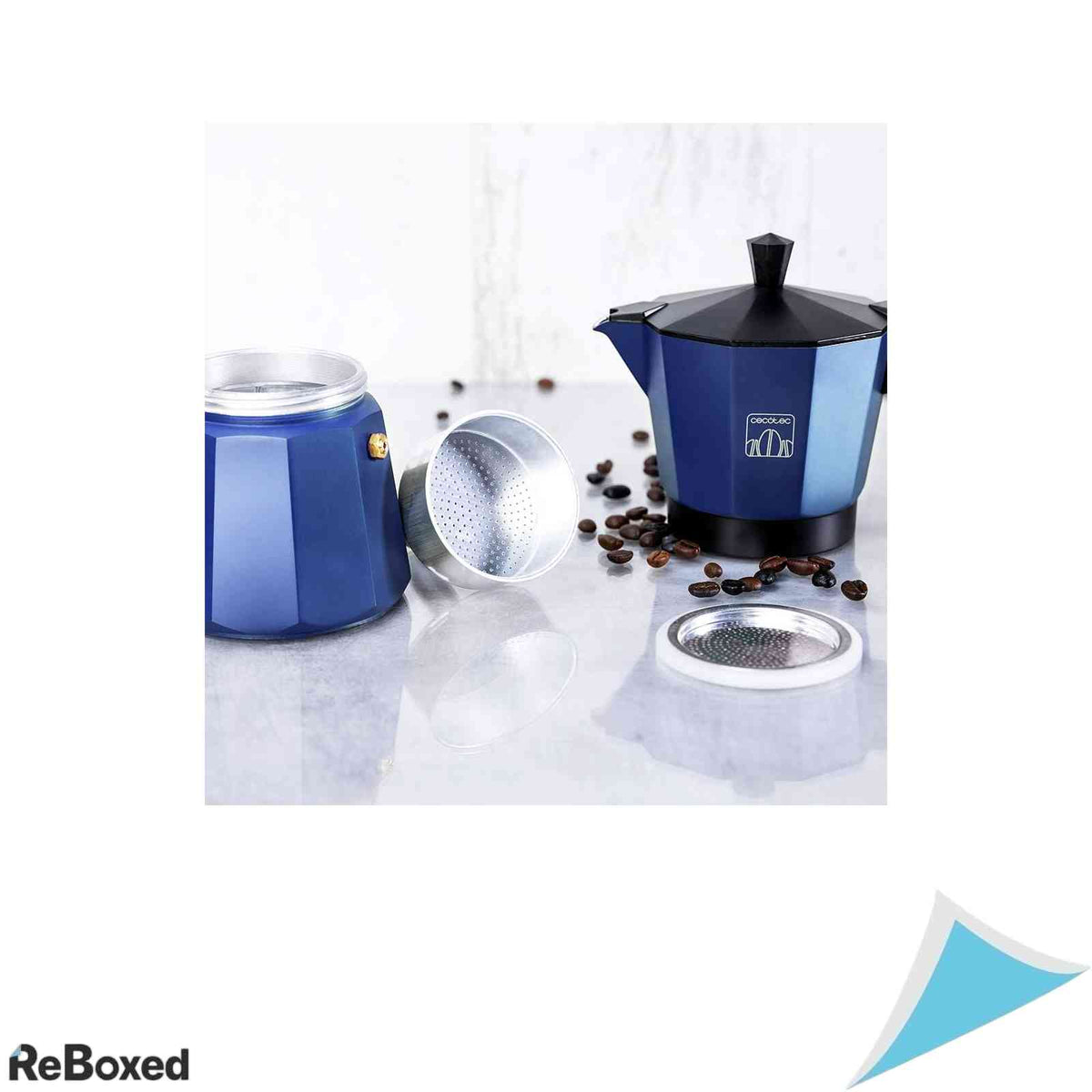 Caffettiera Espresso Cecotec Cumbia Mokclassic 1200 Blue, Inox si Aluminiu