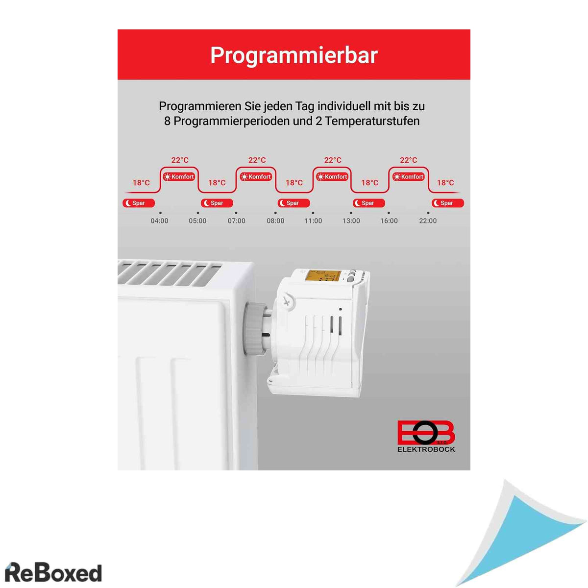 Cap termostatic programabil pentru calorifer Elektrobock HD13-L cu afisaj iluminat