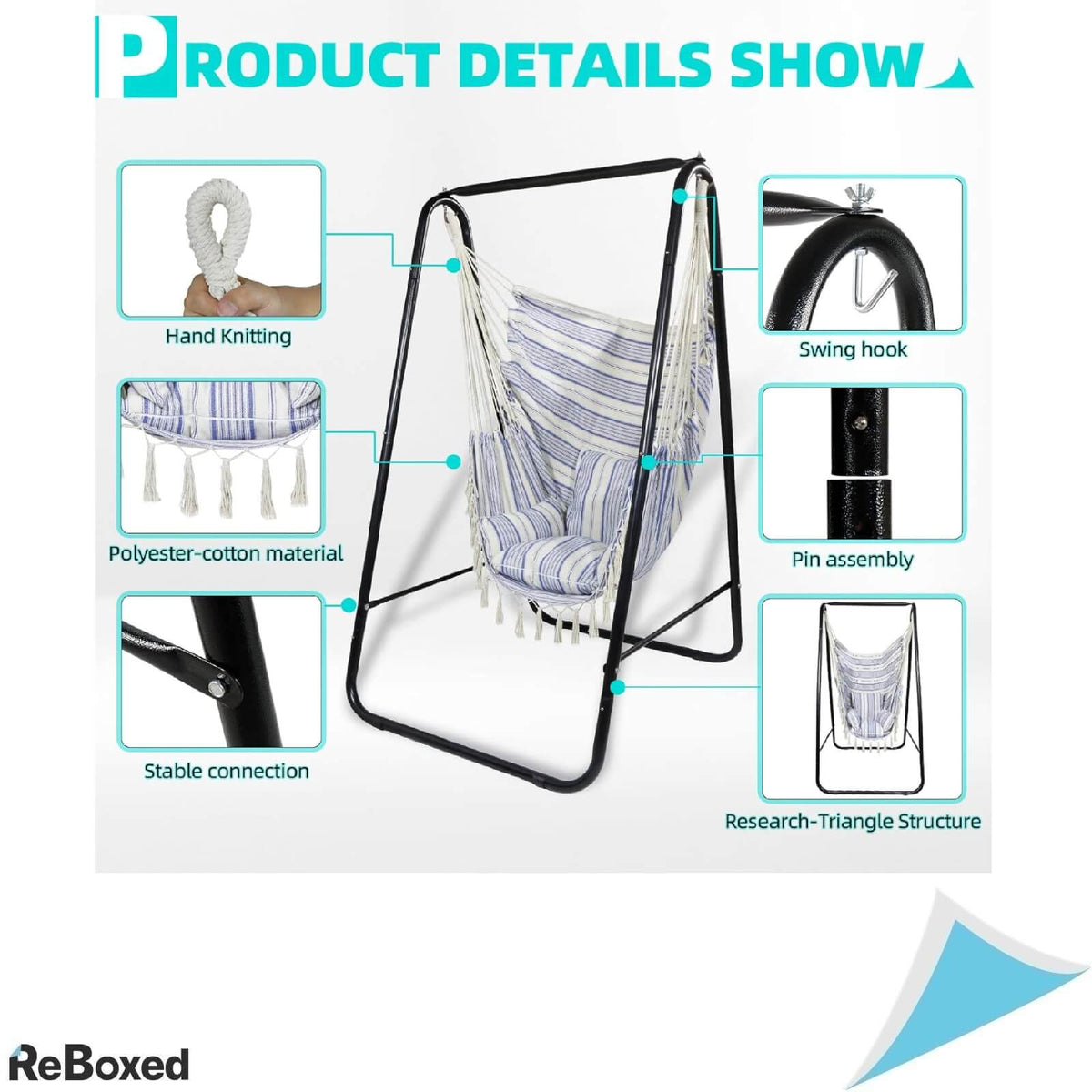 CCLIFE Hamac in Stil Scaun 85x103x153 cm