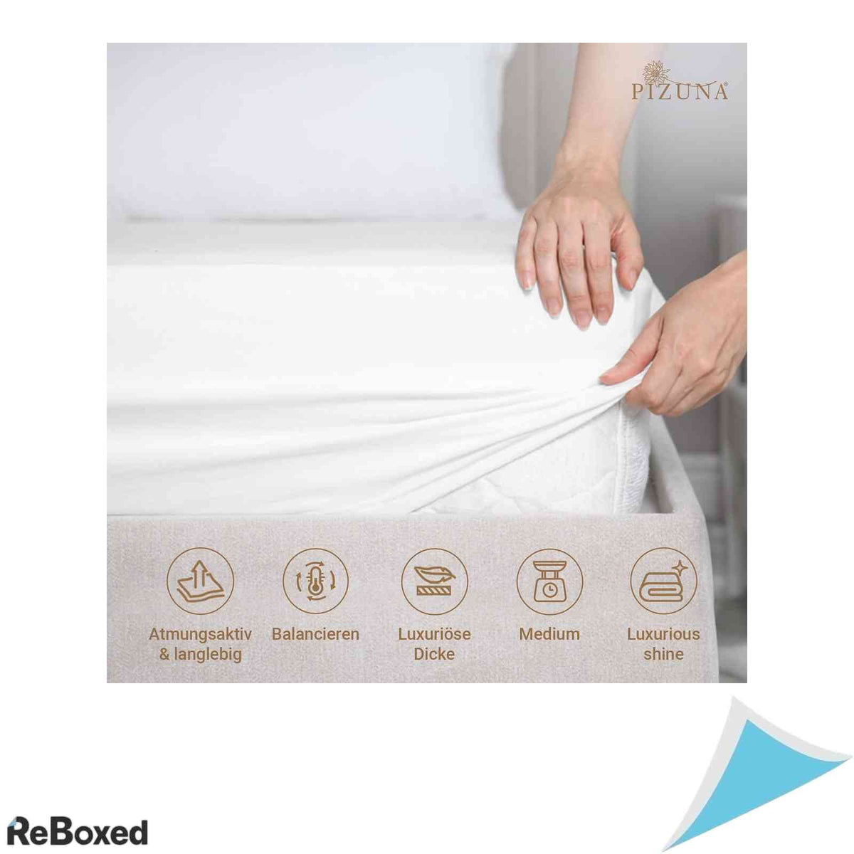 Cearceaf cu Elatic Pizuna 800 TC Bumbac 100% Satinat 170x200 - 180x200 cm Saltea Pana la 40 cm Alb