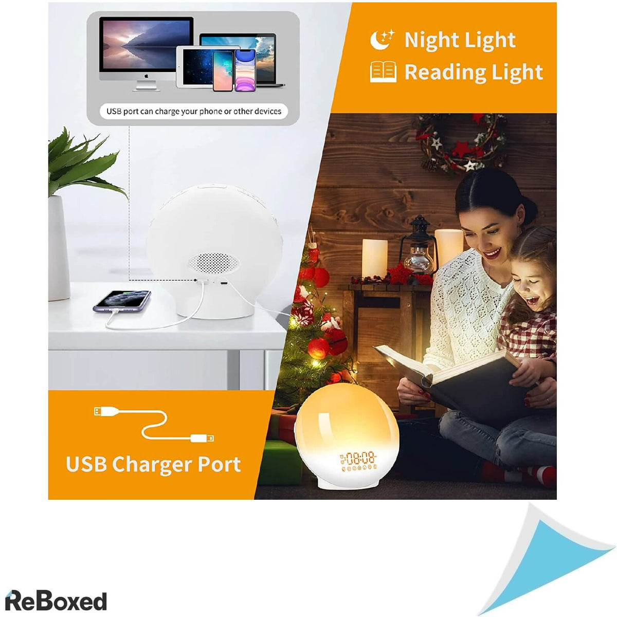 Ceas cu Alarma Dubla Generator Zgomot Alb Lampa Rasarit Soare