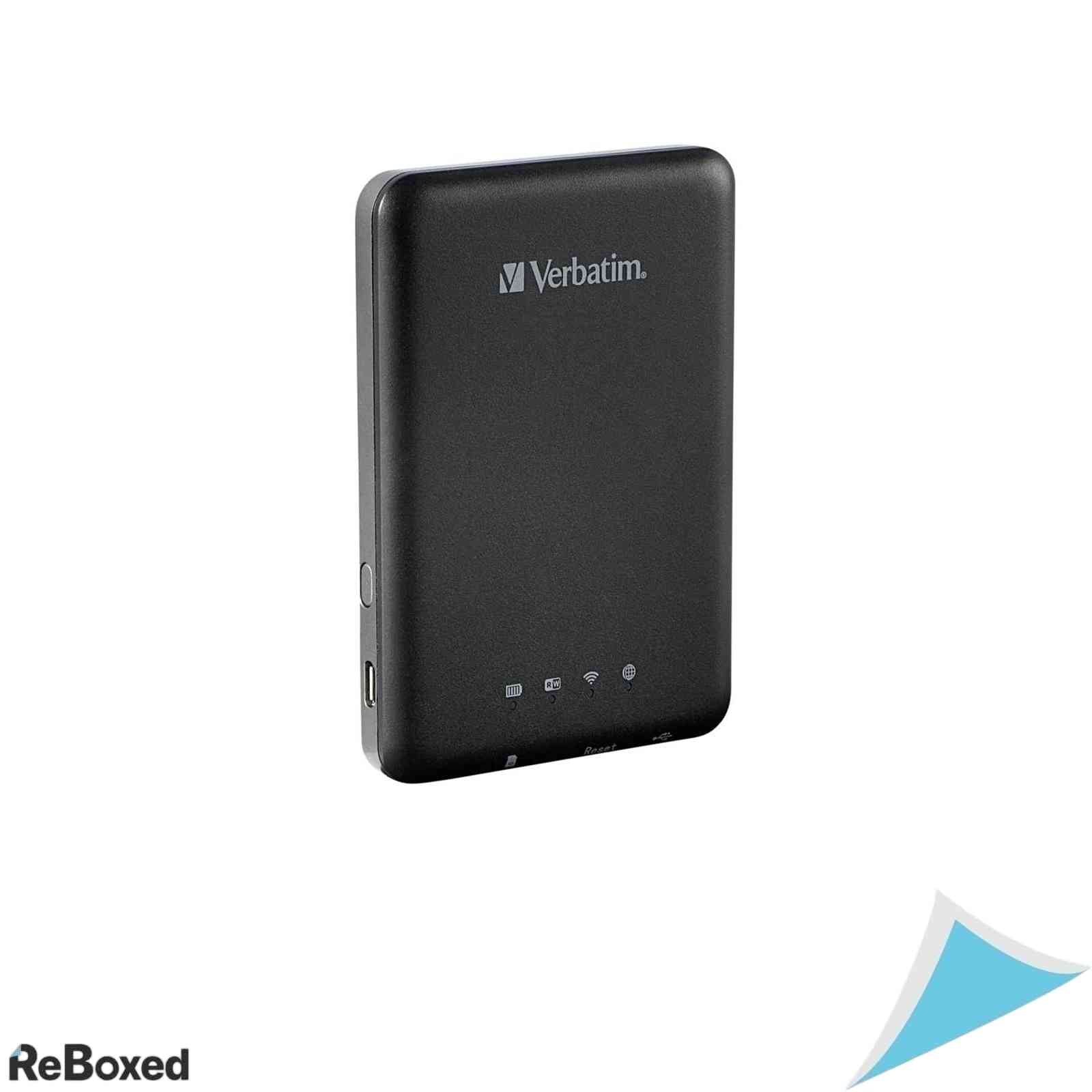Cititor si streamer wireless portabil Verbatim MediaShare, slot SD, USB 2.0, baterie 3000 mAh, Negru
