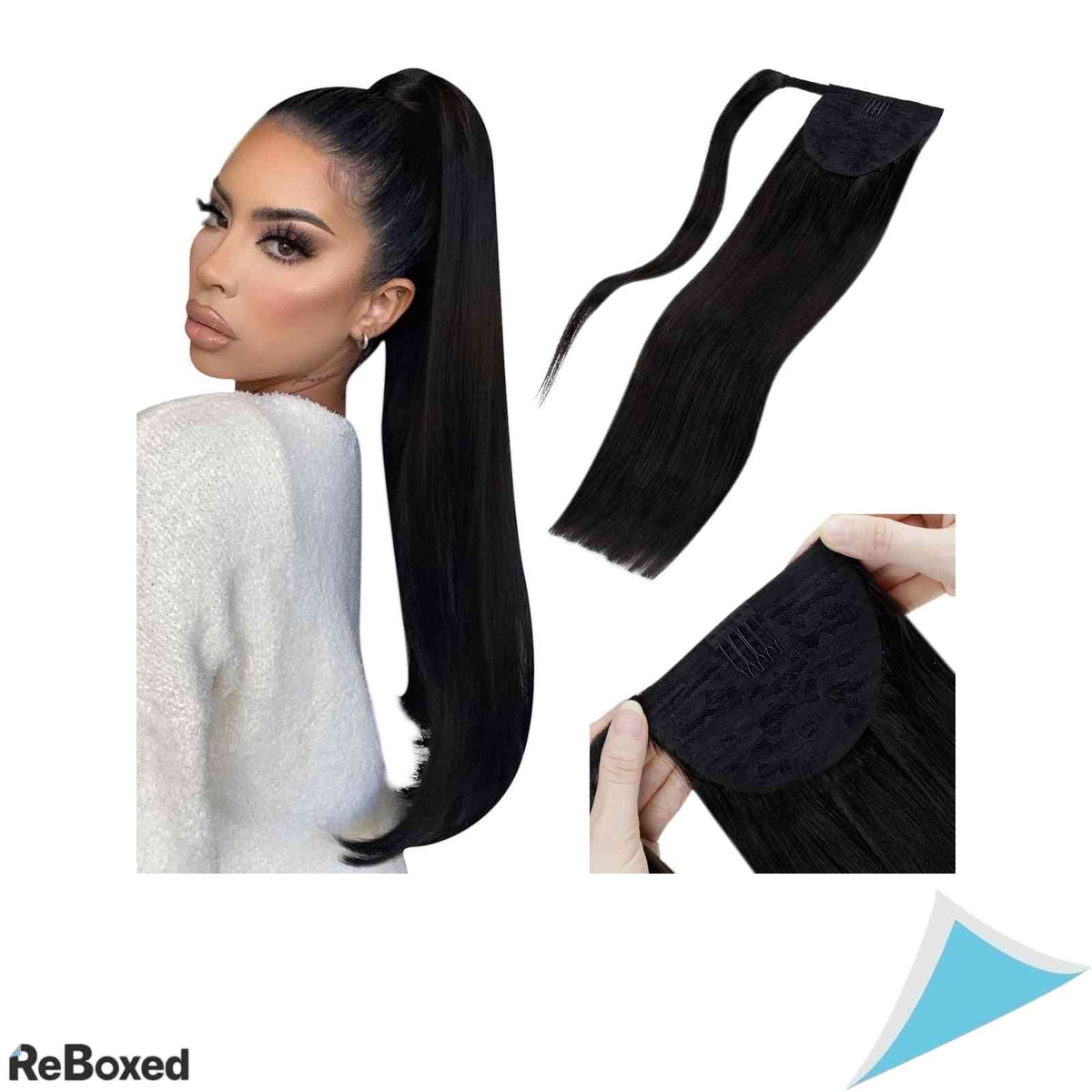LaaVoo Extensie Tip Coada de Cal din Par Natural Clip-In Wrap Around Remy Drept 70g