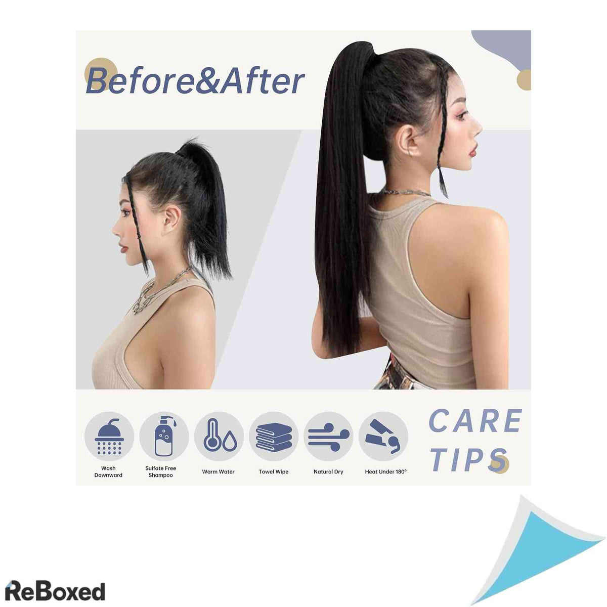 LaaVoo Extensie Tip Coada de Cal din Par Natural Clip-In Wrap Around Remy Drept 70g