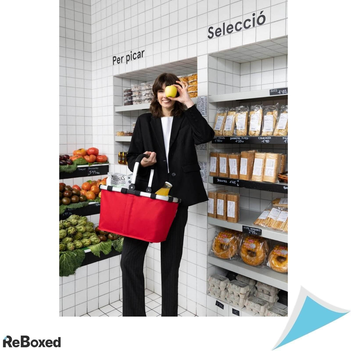 Cos Personal de Cumparaturi Pliabil Panza Aluminiu Rosu