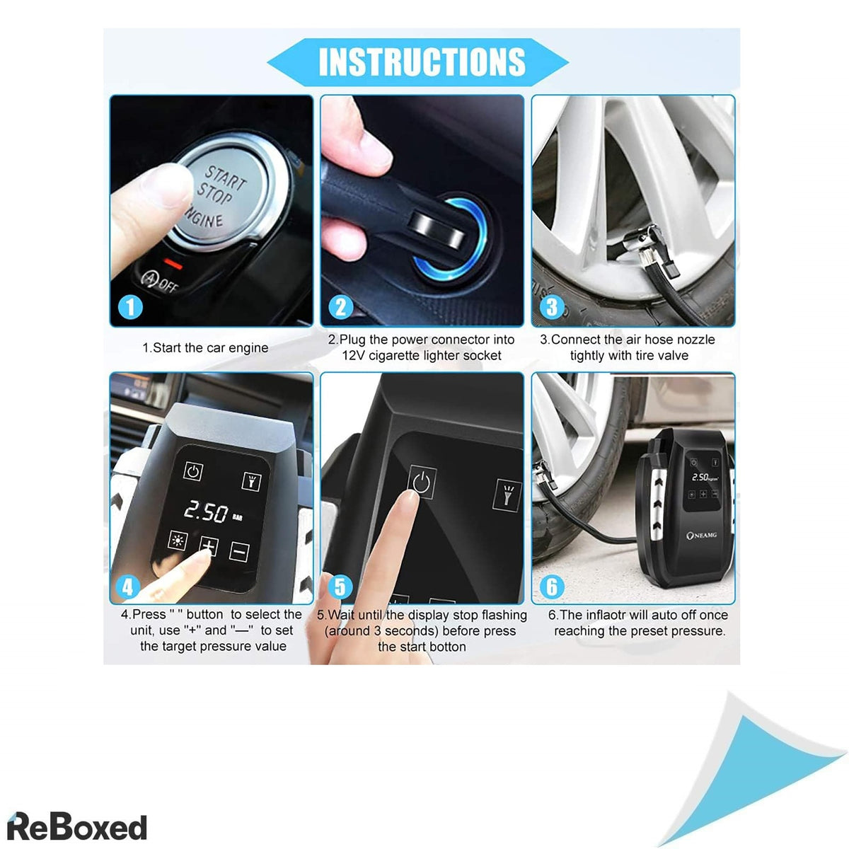 Compresor Auto Electric OneAmg 12V cu Ecran Tactil