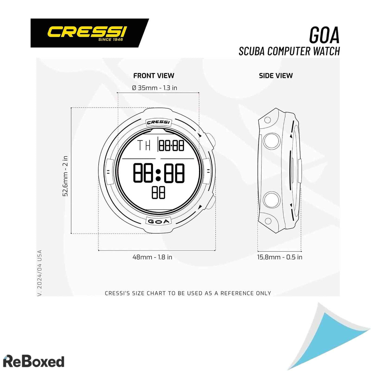 Computer de Scufundari si Ceas Cressi Goa RGBM Ecran Contrast Ridicat Rezystent 120m