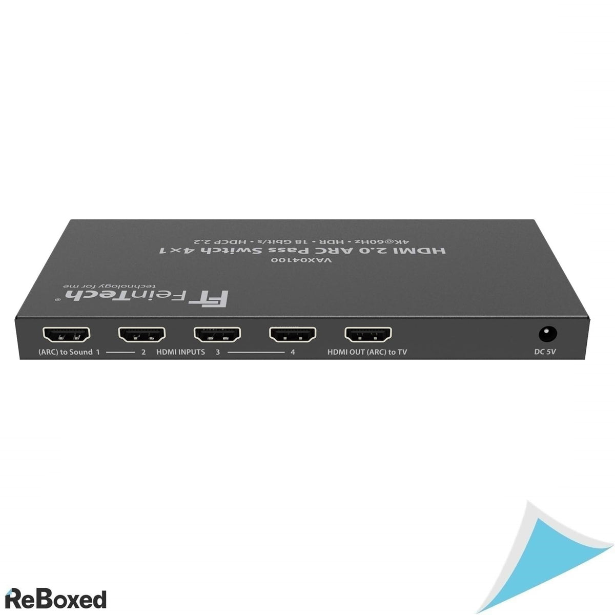 Comutator HDMI FeinTech VAX04100 4x1 – ARC Passthrough, 4K@60Hz, HDR, Dolby Atmos, pentru Soundbar, TV, Proiector