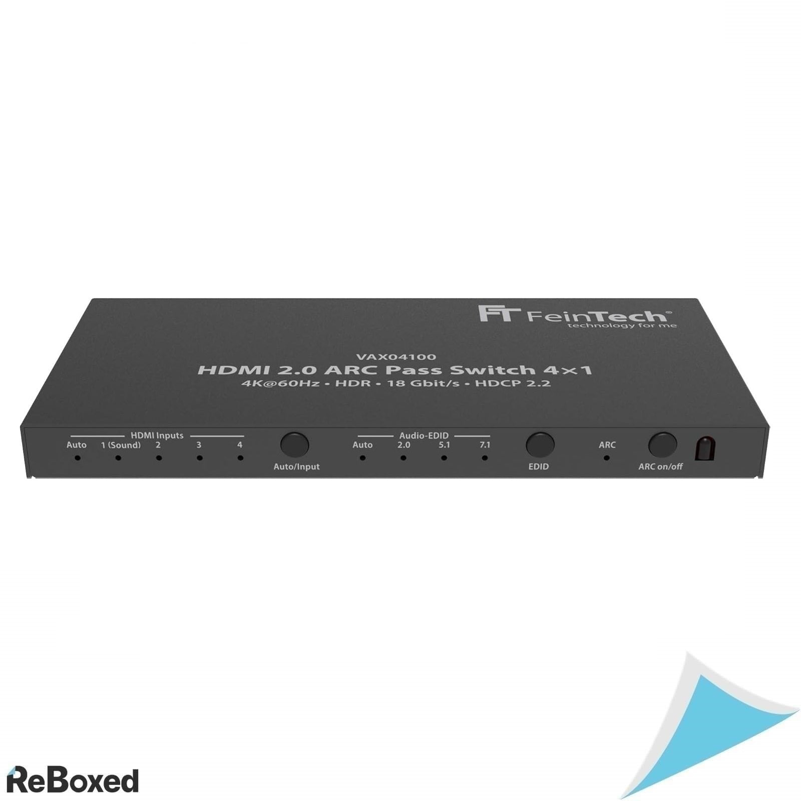 Comutator HDMI FeinTech VAX04100 4x1 – ARC Passthrough, 4K@60Hz, HDR, Dolby Atmos, pentru Soundbar, TV, Proiector