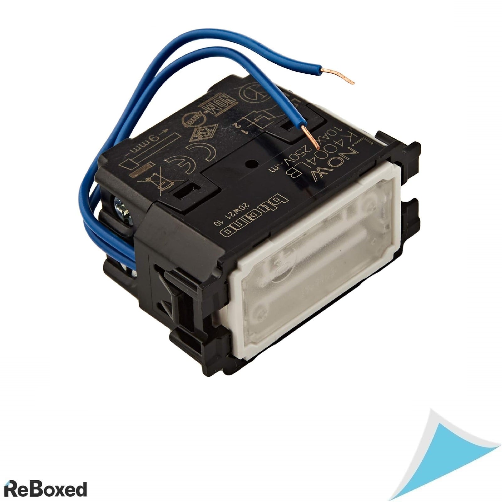 Comutator iluminat Bticino Living Now SK4004LBF – 1 modul, 10 A, cu LED albastru, design neutru