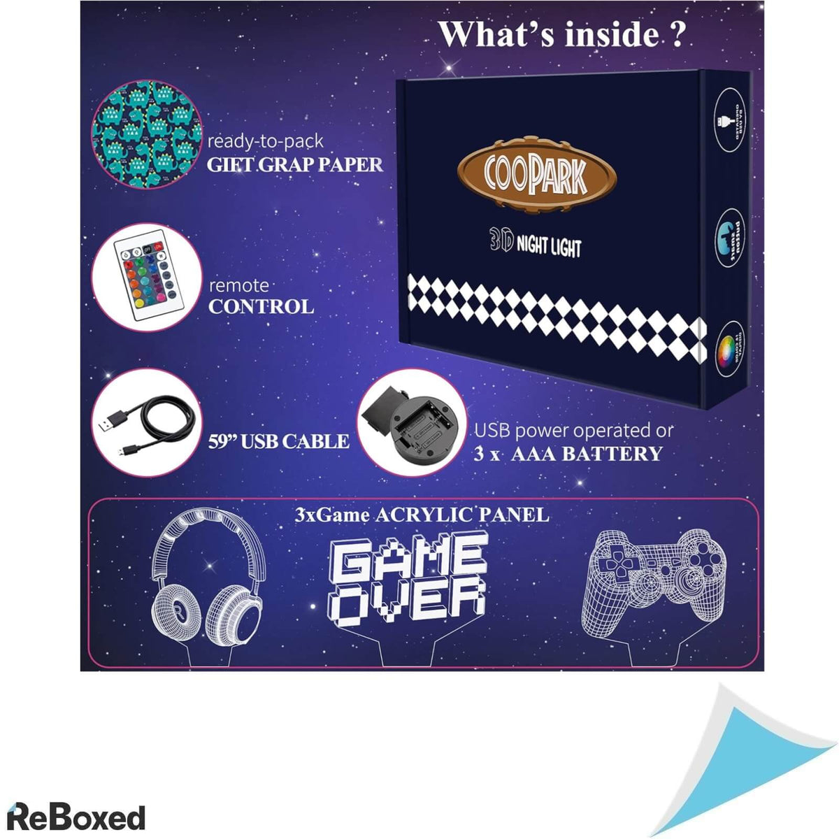 Coopark Lampa 3D cu Telecomanda 16 Culori