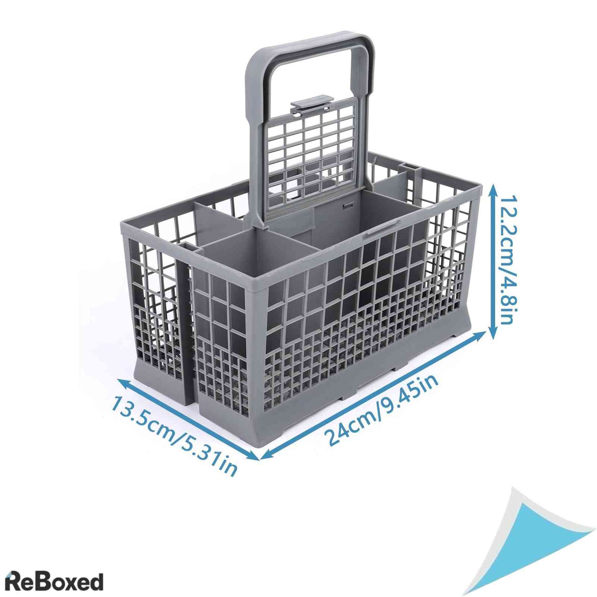Cos Tacamuri Masina de Spalat Vase Universal Organizator Plastica Maner Detasabil si Baza Robusta Gri 24 x 14 x 24.5 cm