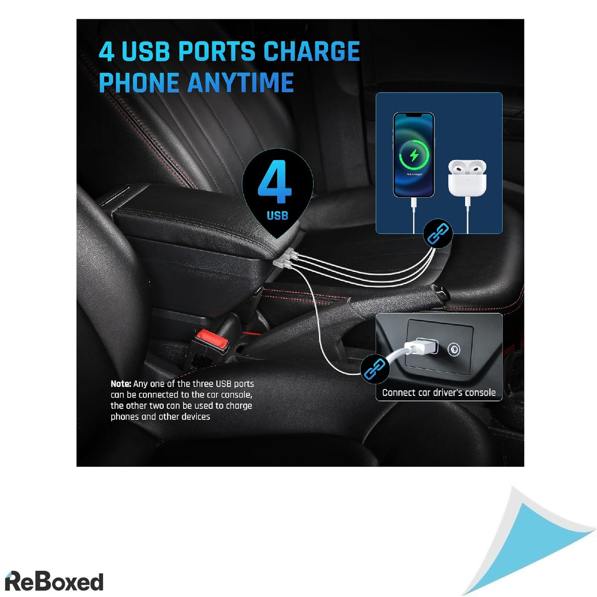 Cotiera dubla strat cu 4 porturi USB pentru Kia Picanto 2006–2019