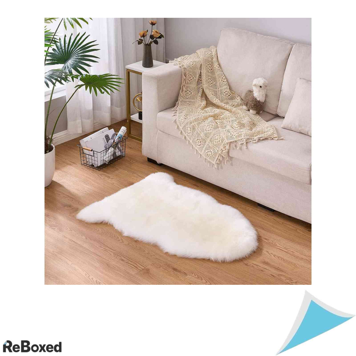 Covor si Blana Decorativa Derwent din Blana Naturala de Oaie din Noua Zeelanda 90x100 cm Luxos si Moale