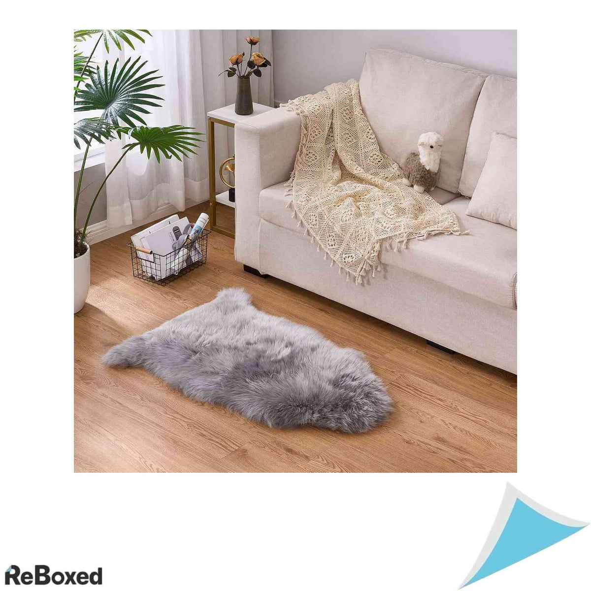 Covor si Blana Decorativa Derwent din Blana Naturala de Oaie din Noua Zeelanda 90x100 cm Luxos si Moale