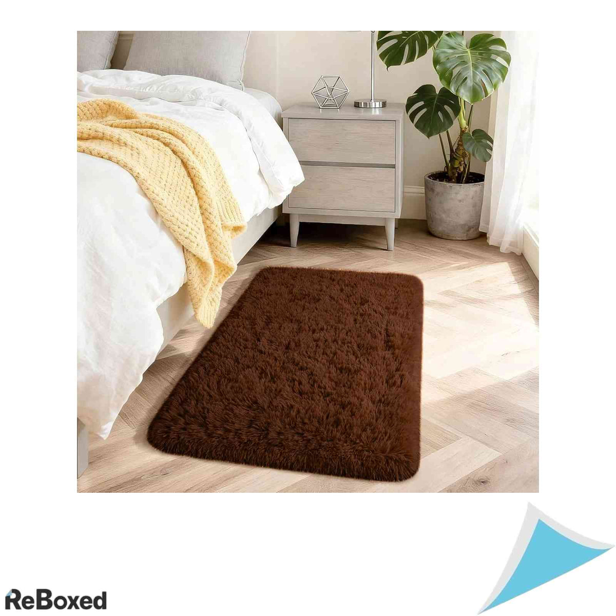 Covor Pufos Aspire Homeware 50 x 80 cm, Antiderapant, Poliester, Maro