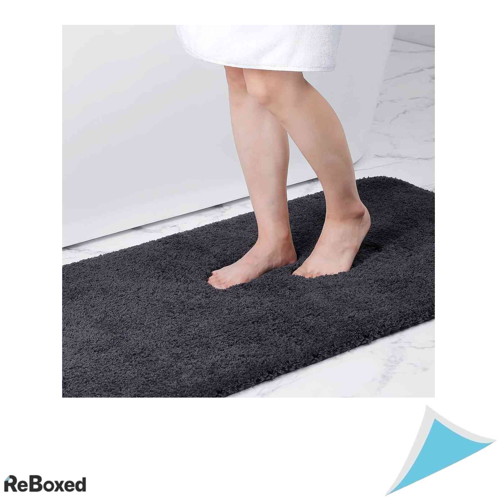 Covoras de Baie Homaxy Microfibra Plusata Absorbtie Baza Antiderapanta TPR 40x60 cm Gri Inchis