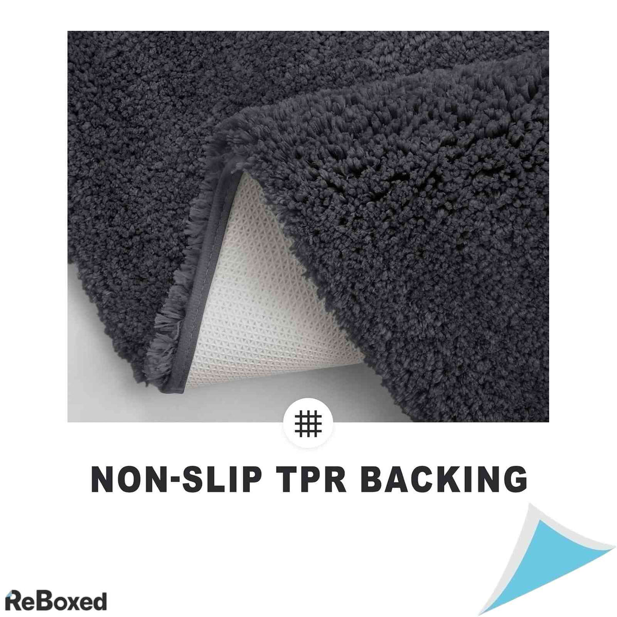 Covoras de Baie Homaxy Microfibra Plusata Absorbtie Baza Antiderapanta TPR 40x60 cm Gri Inchis