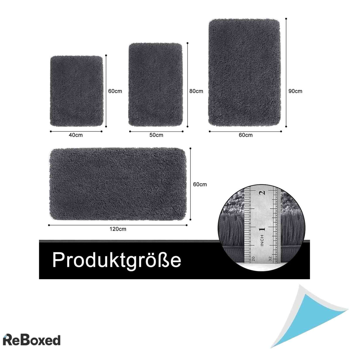 Covoras de Baie Homaxy Microfibra Plusata Absorbtie Baza Antiderapanta TPR 40x60 cm Gri Inchis
