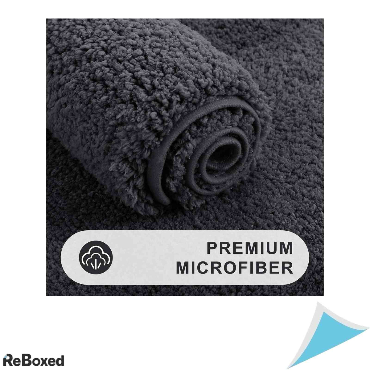 Covoras de Baie Homaxy Microfibra Plusata Absorbtie Baza Antiderapanta TPR 40x60 cm Gri Inchis
