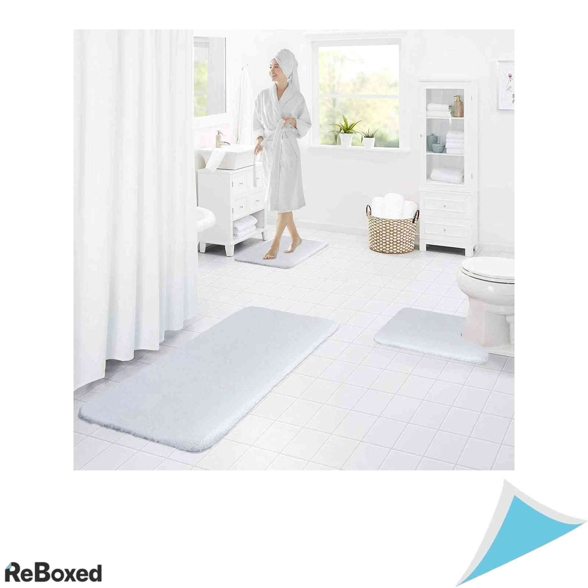 Covoras de Baie Homaxy Microfibra Plusata Baza Antiderapanta TPR Absorbtie Rapida Lavabil