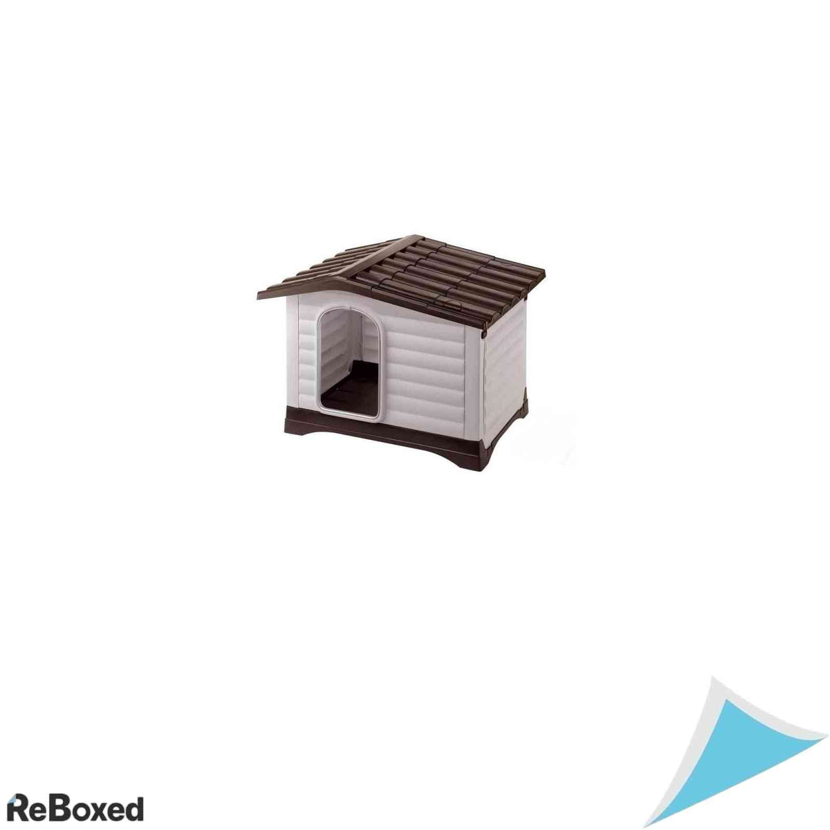 Cusca Caine de Exterior Ferplast Dogvilla 70 Material Termoplastic Rezistent UV Perete Lateral Rabatabil Sistem Ventilaţie 73 x 59 x 53 cm Bej Maro