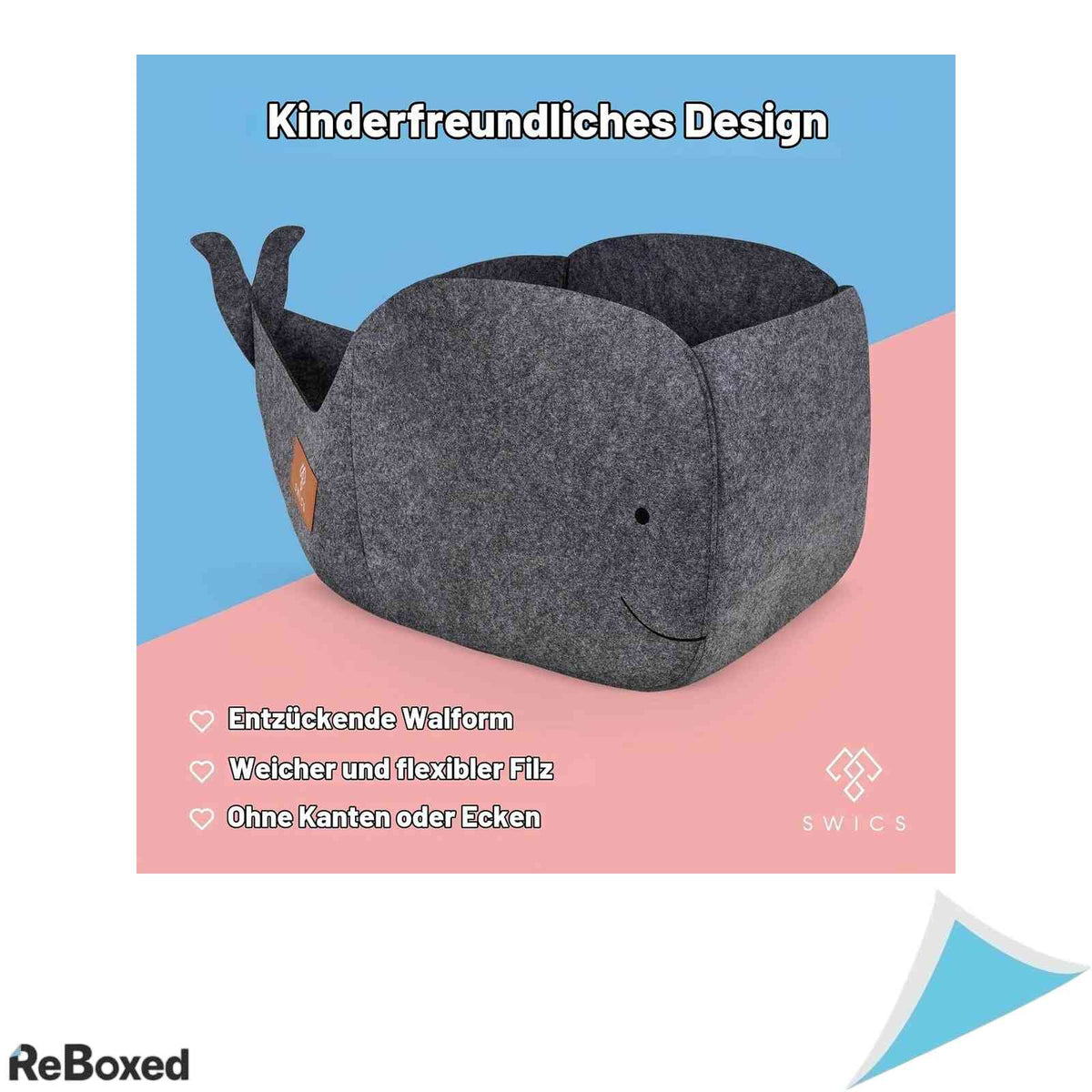 Cutie Depozitare Jucarii din Fetru 30L Model Balena Compatibila Raft Kallax Pliabila