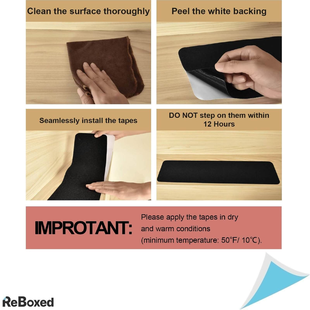 DanceWhale Set 10 Benzi Antiderapante 15x60 cm