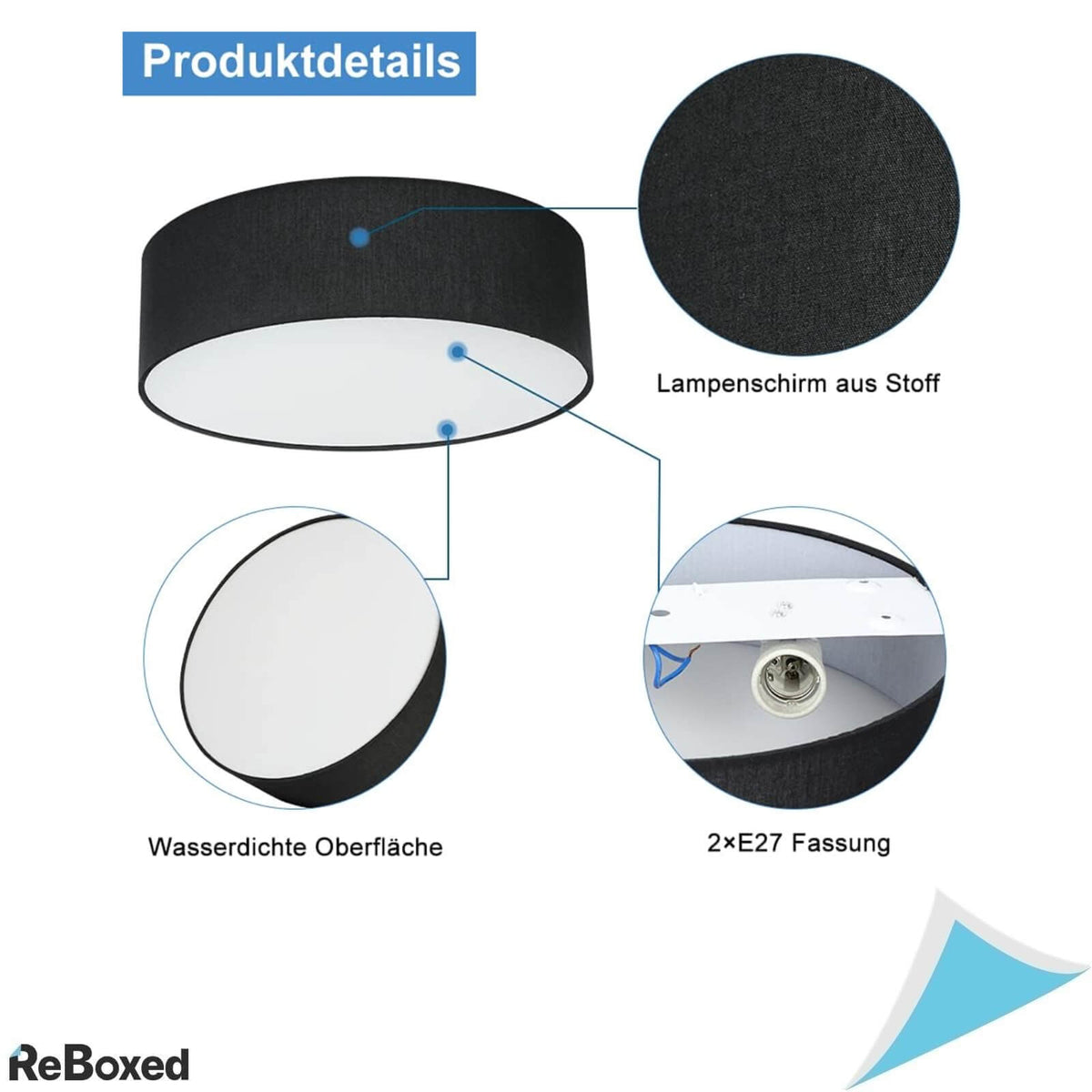 Depuley Plafoniera Rotunda LED E27 din Material Textil