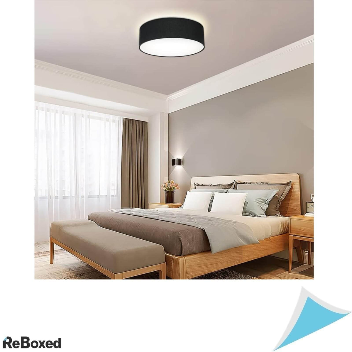 Depuley Plafoniera Rotunda LED E27 din Material Textil