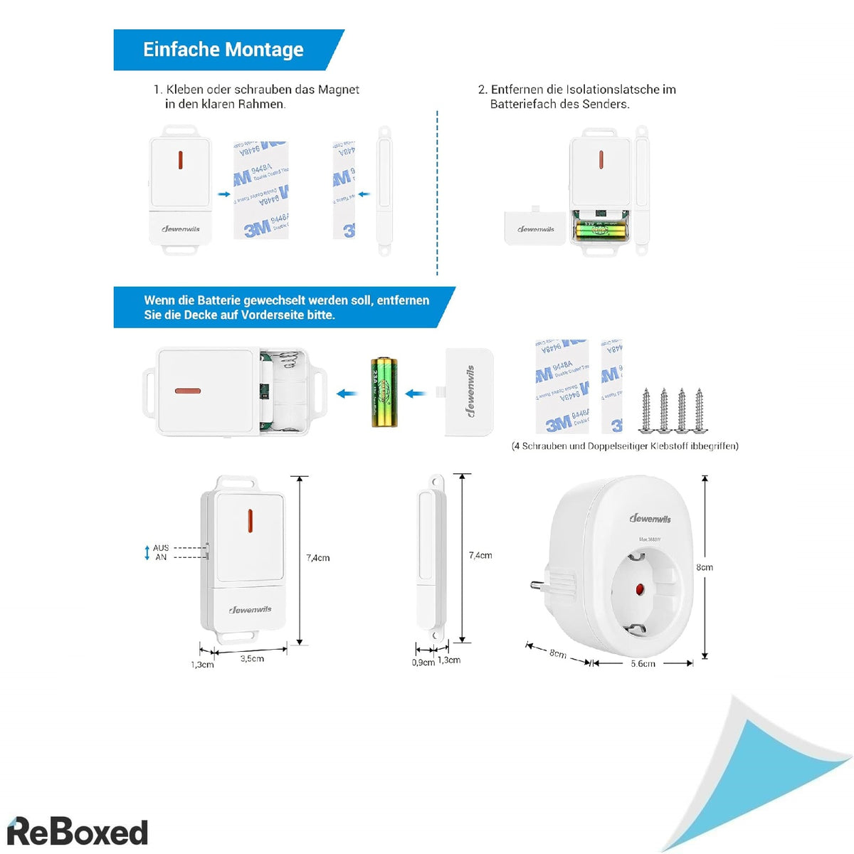 DEWENWILS Comutator Magnetic Fereastra- Priza Radio 3680W, 30m Raza