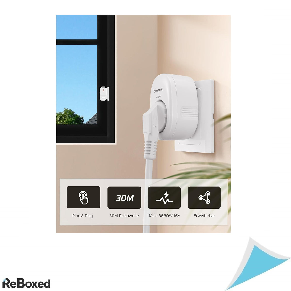 DEWENWILS Comutator Magnetic Fereastra- Priza Radio 3680W, 30m Raza