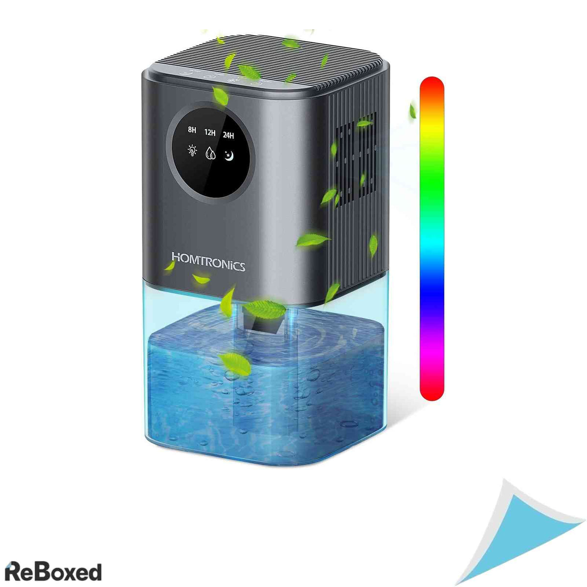 Dezumidificator de Aer Portabil Homtronics, Rezervor 1.7L, Iluminat LED 7 Culori