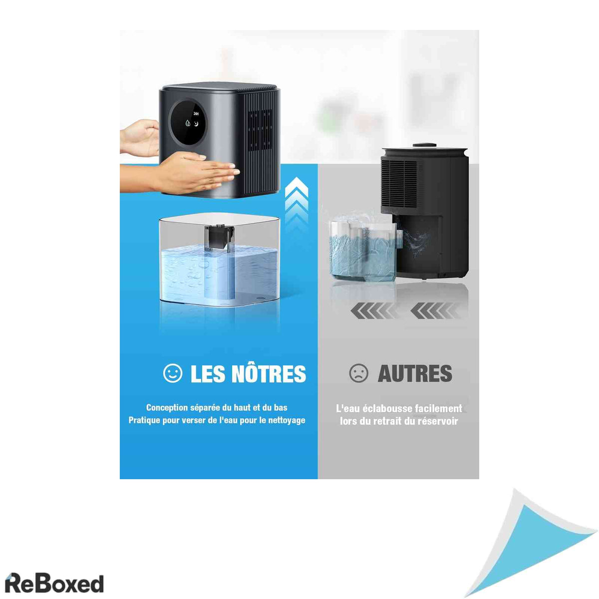 Dezumidificator de Aer Portabil Homtronics, Rezervor 1.7L, Iluminat LED 7 Culori