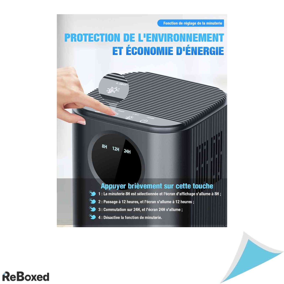 Dezumidificator de Aer Portabil Homtronics, Rezervor 1.7L, Iluminat LED 7 Culori